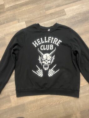 Netflix Black Hellfire Club Skull Graphic Crewneck